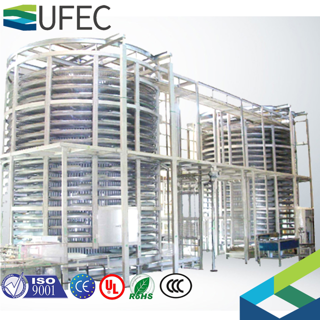 Congelador espiral compacto iqf, máquina espiral iqf de pequeña capacidad, máquina congeladora rápida para pescado y camarones