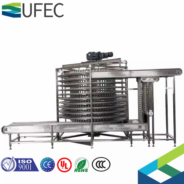 Congelador industrial del espiral de la ráfaga del tambor doble continuo del helado de la máquina de congelación rápida iqf
