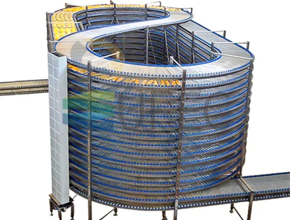 ¿Qué tan eficiente es una torre de enfriamiento en espiral para productos horneados?